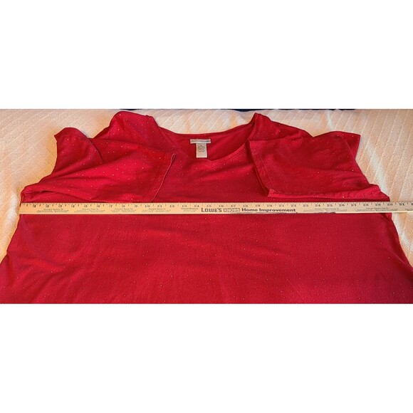 Catherines Womens 3X Red Embellished Gold Studs Tunic Top Holiday Sparkly - Picture 7 of 10